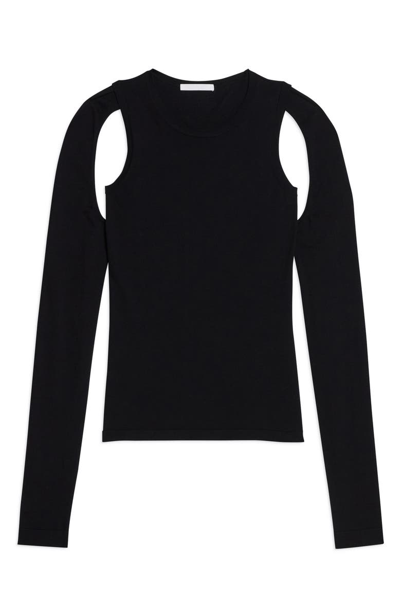 Helmut Lang Cotton Shoulder Cutout Sweater, Alternate, color, Black