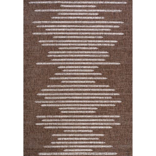 Jonathan Y Zolak Berber Stripe Geometric Indoor/outdoor Area Rug In Brown/beige