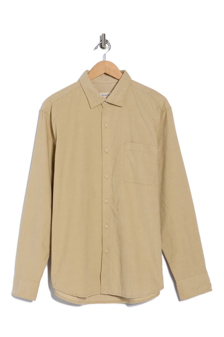 Beachfront Bonfire Button-Up Shirt, Alternate, color, STONE KHAKI