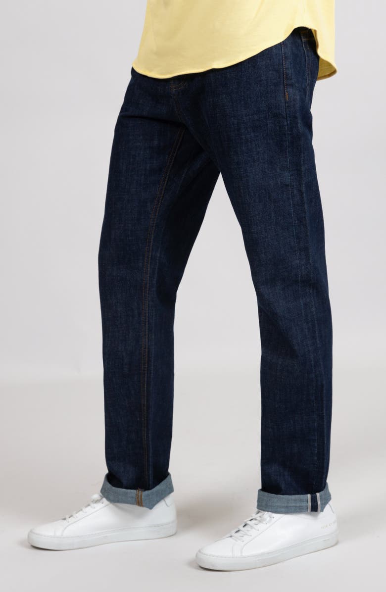 BRISK Slim Straight Selvedge Stud Jeans, Alternate, color, Dark Blue Rinse Wash