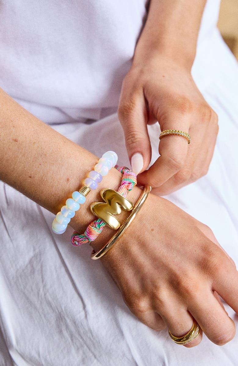 BaubleBar Knotty Initial Bracelet, Alternate, color, Pink Multi/ Gold