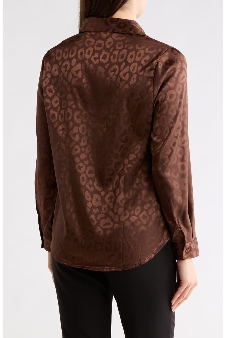 Leopard Button-Up Shirt, Alternate, color, CHOCOLATE