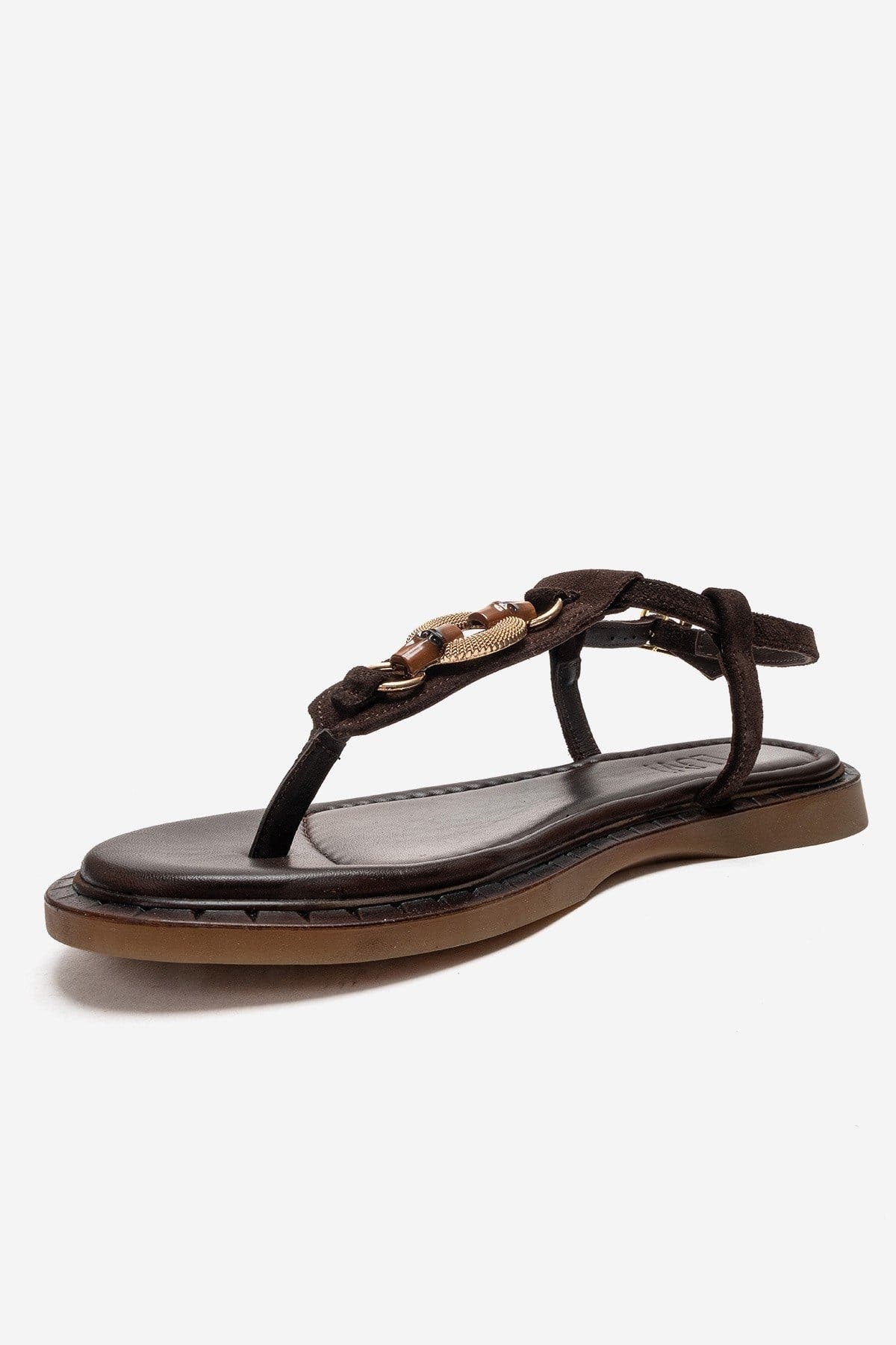 Tiana Leather Buckled Sandal, Alternate, color, Brown Suede