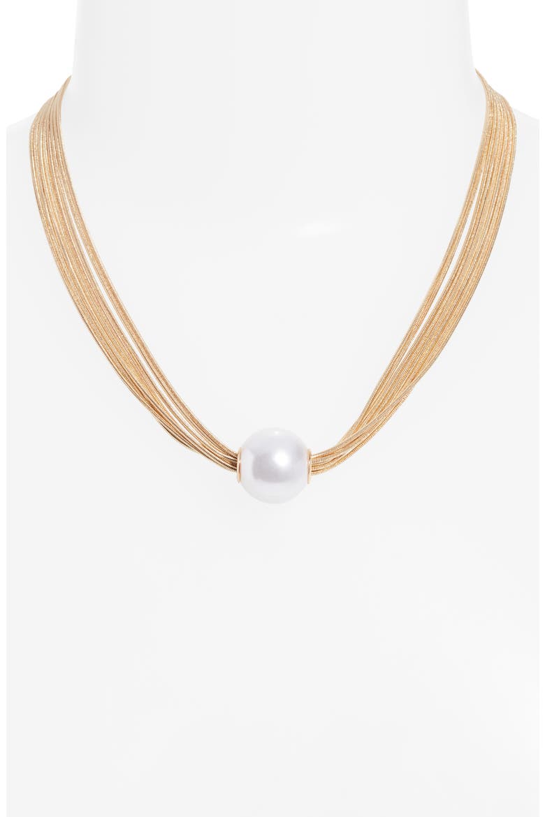 Imitation Pearl Multi-Strand Necklace, Alternate, color, WHITE- GOLD
