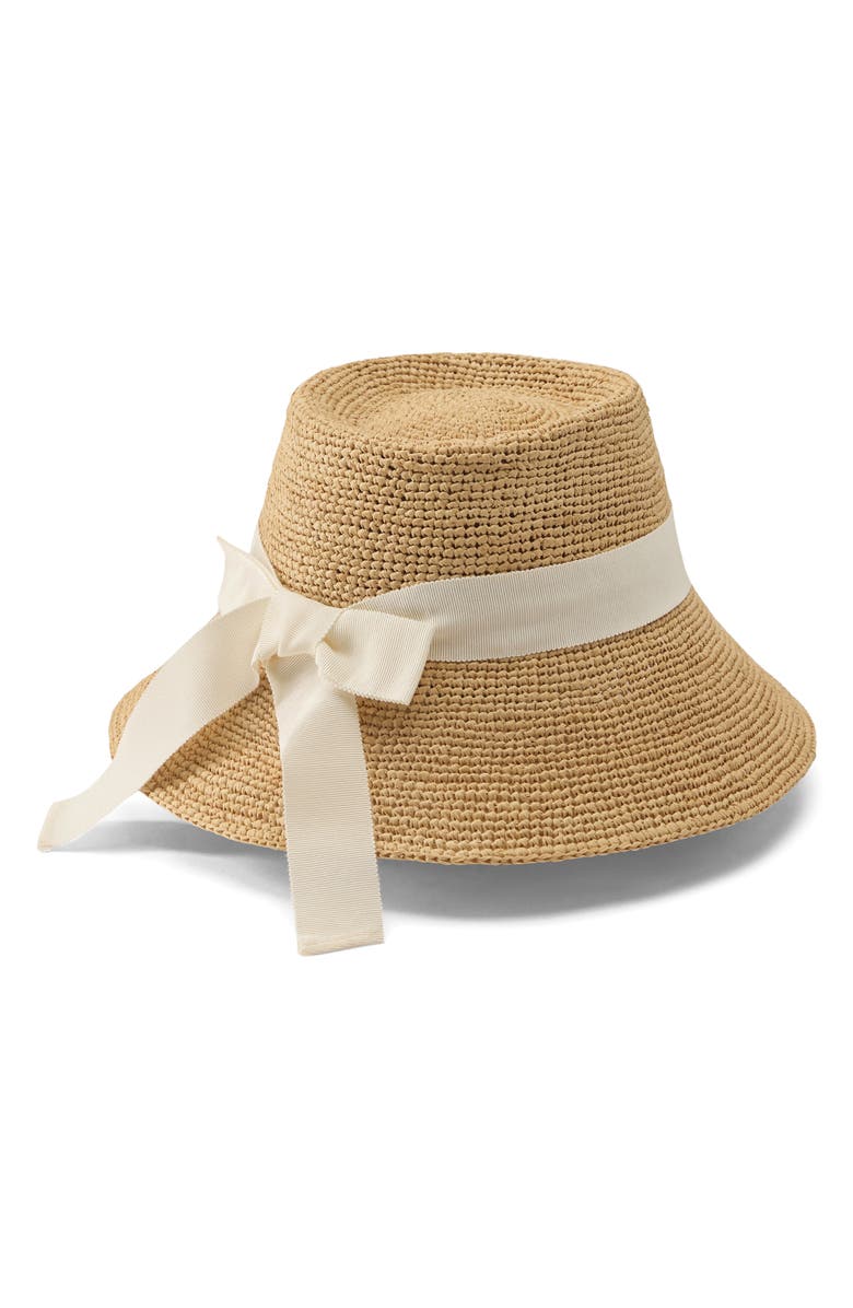 Helen Kaminski Clover Raffia Porkpie Hat, Alternate, color, Natural/ Cream