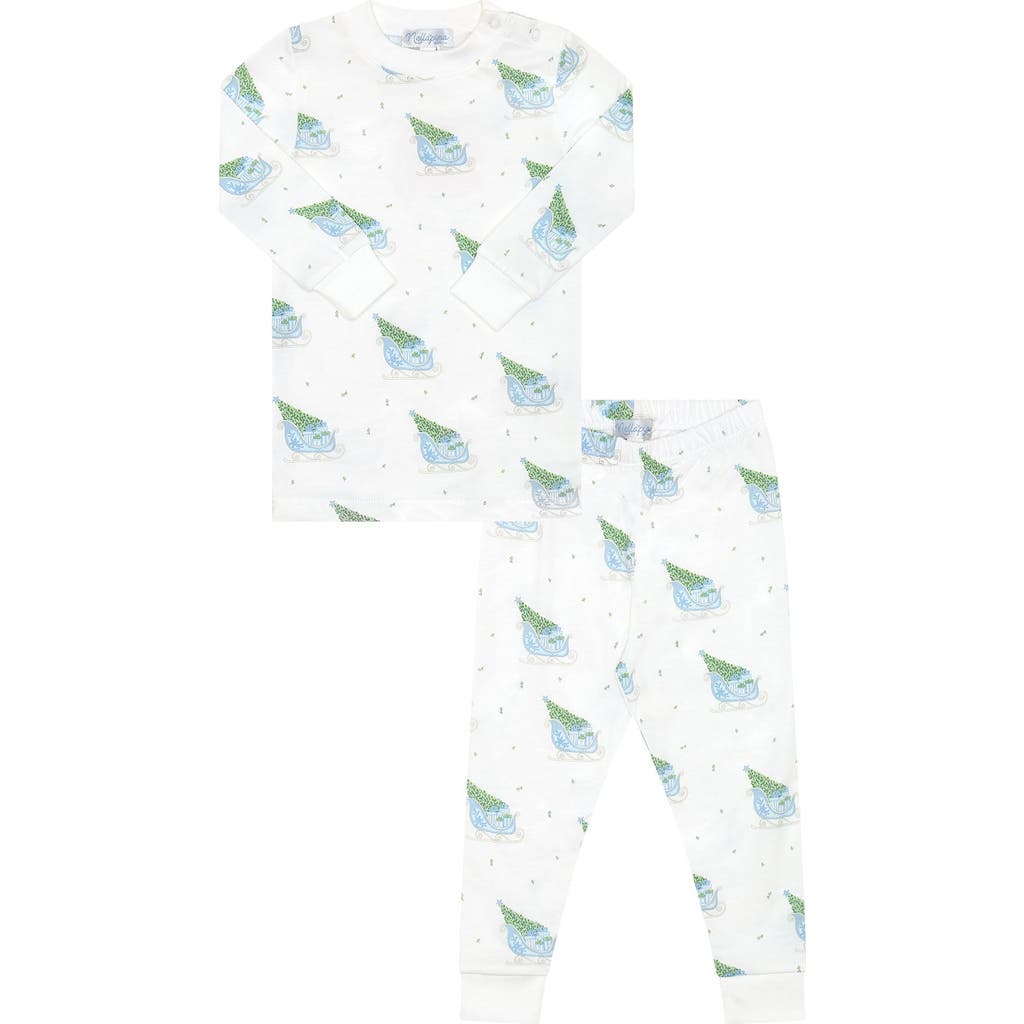 Nellapima Pima Cotton Christmas Merry Sleighs Pajama In White