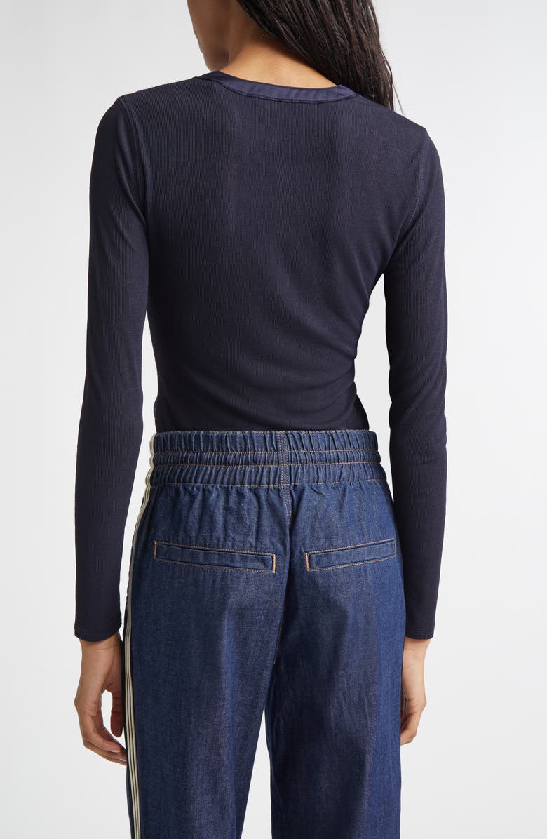 Veronica Beard Drexler Knit Henley Top, Alternate, color, Navy