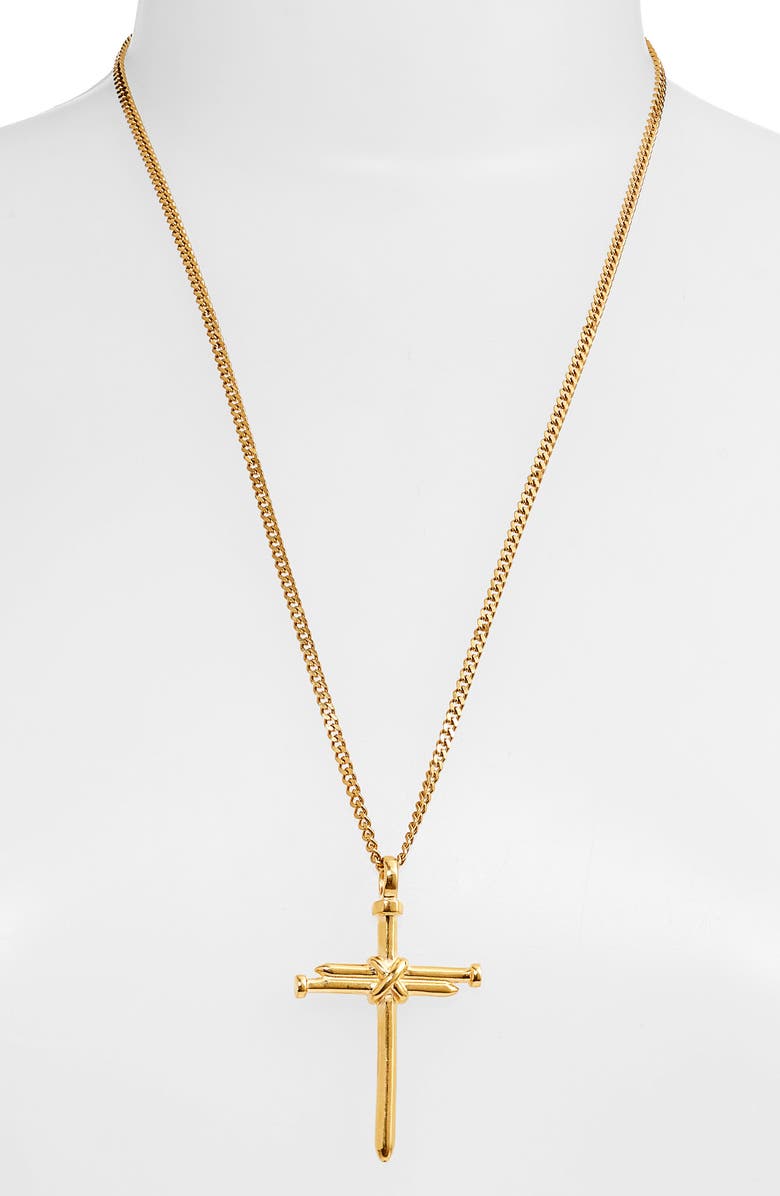 Bracha Three Nails Cross Necklace, Alternate, color, 