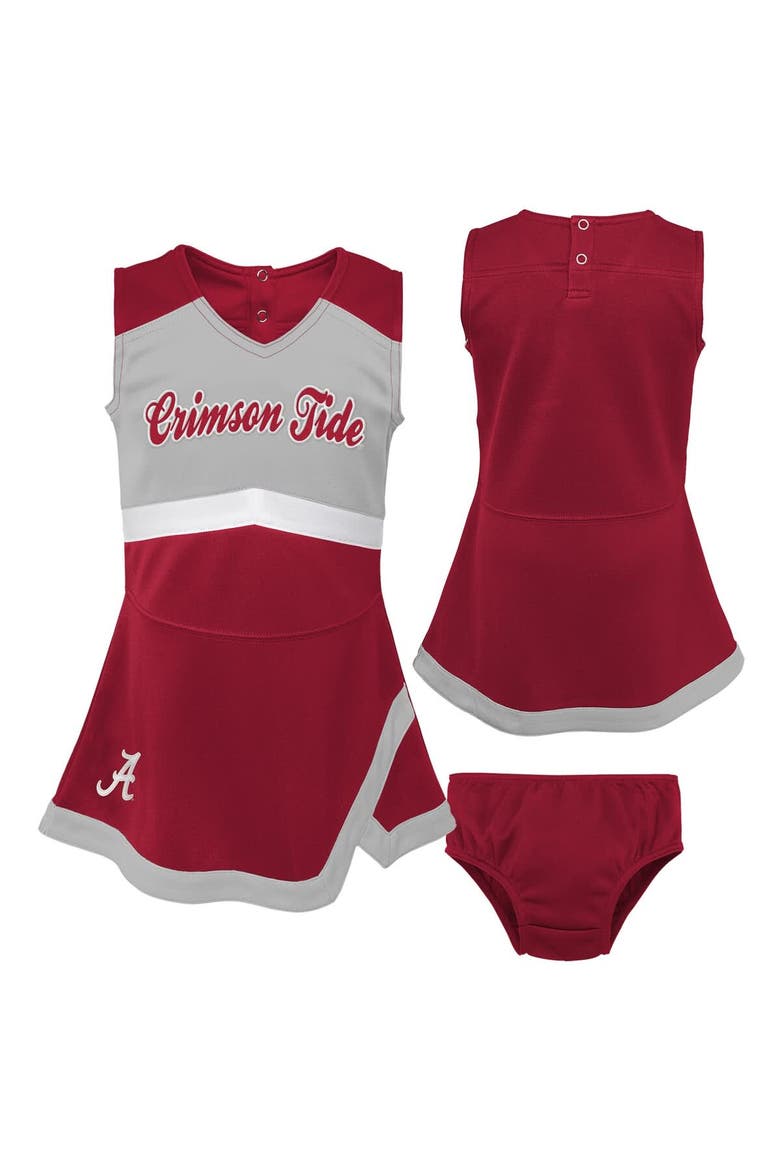 Girls Preschool Crimson Alabama Crimson Tide Two-Piece Cheer Captain Jumper Dress & Bloomers Set, Main, color, Crimson
