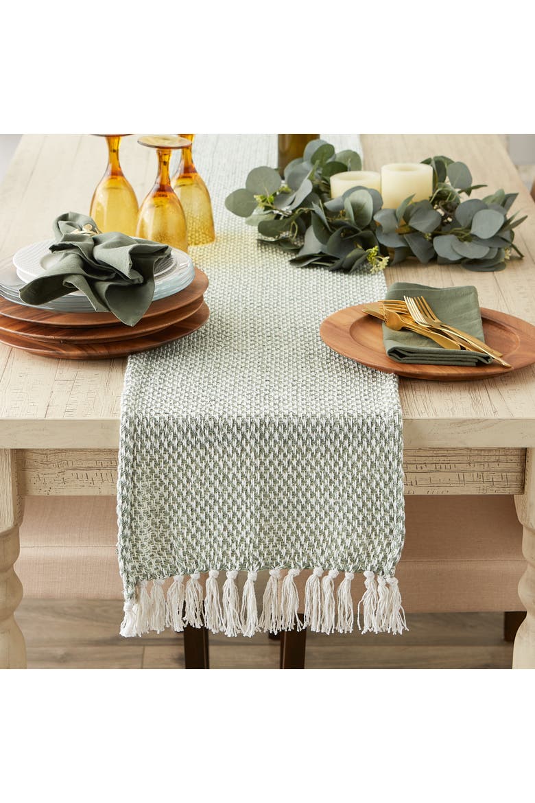 Jacquard Woven Table Runner, Alternate, color, Artichoke