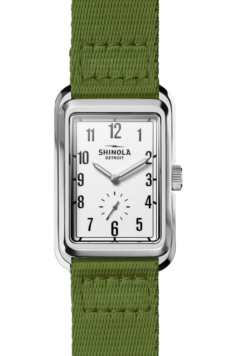 Shinola Omaha Rectangular Braided Nylon Strap Watch, 26mm x 37mm, Main, color, 