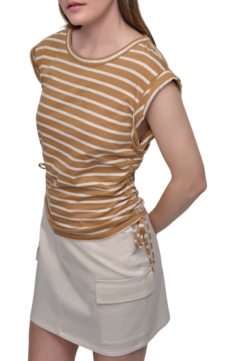 DKNY Jeans Ruched Knit Top, Alternate, color, Whiskey/ Eggnog