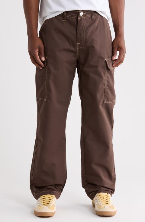 Straight Leg Contrast Stitch Cargo Pants