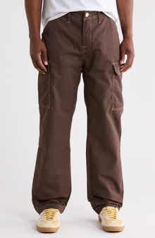 Straight Leg Contrast Stitch Cargo Pants