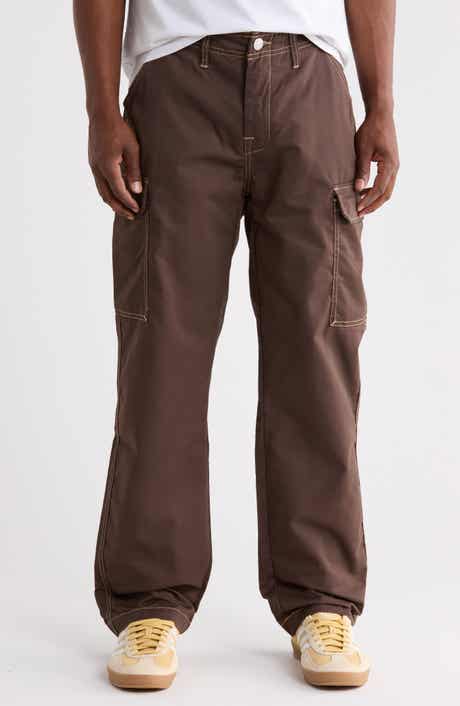 Straight Leg Contrast Stitch Cargo Pants