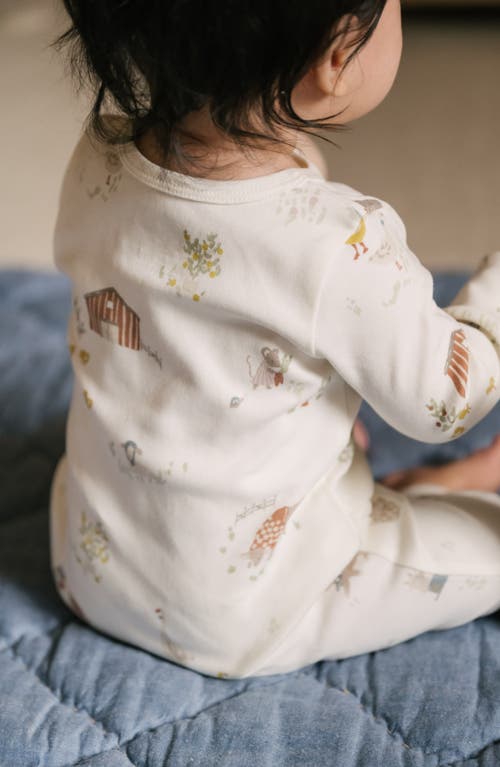 Pehr Print Long Sleeve Organic Cotton Romper In Beige