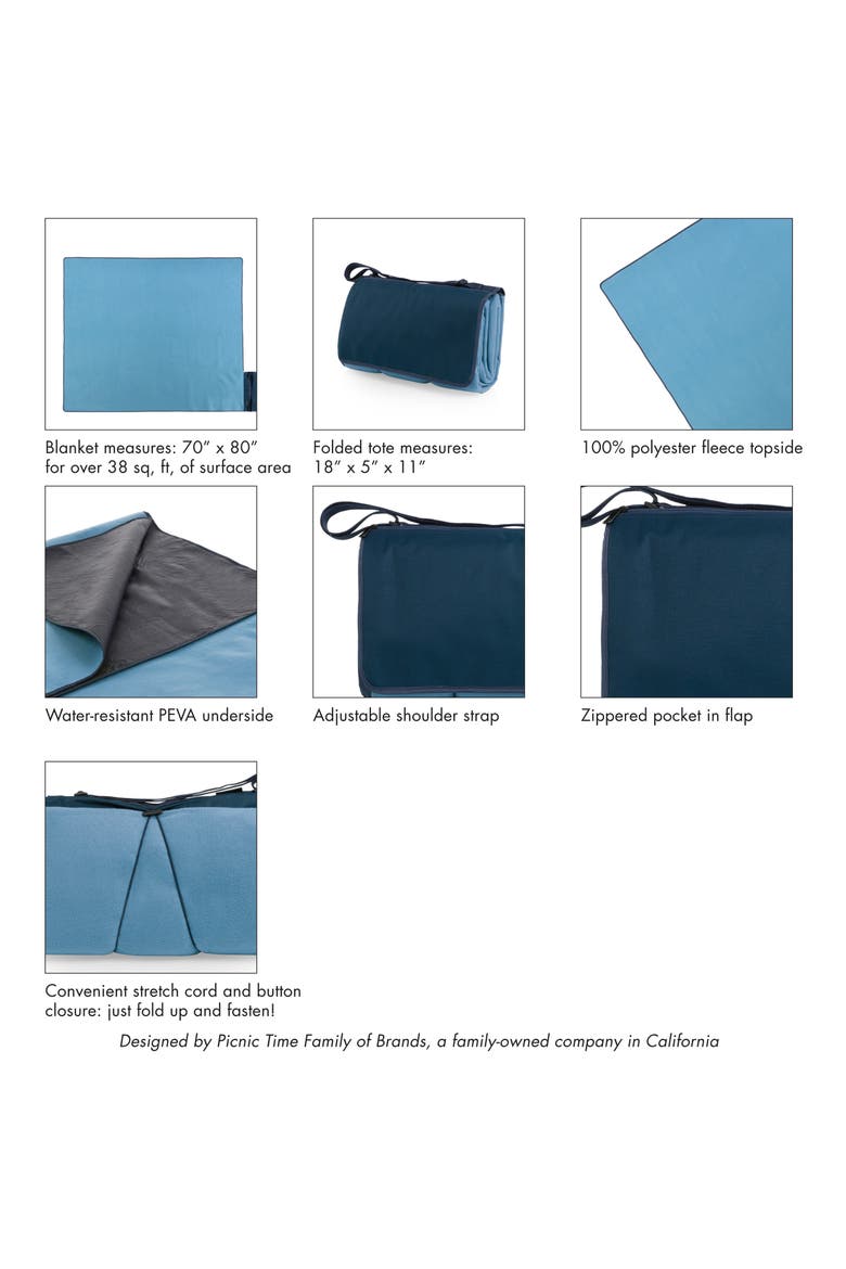 X-Large Outdoor Picnic Blanket Tote Bag, Alternate, color, BLUE