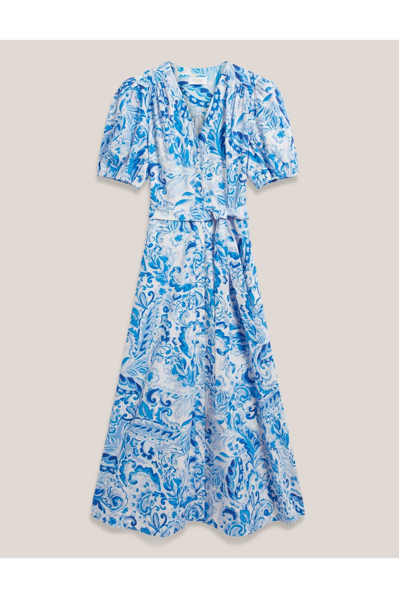 Libby Short Sleeve V-Neck Midi Dress, Alternate, color, Blue Multi