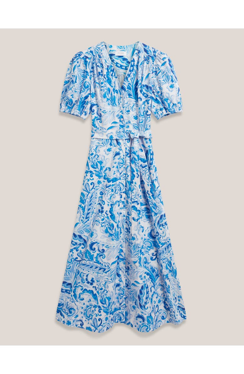 HOBBS LONDON Libby Short Sleeve V-Neck Midi Dress, Alternate, color, Blue Multi