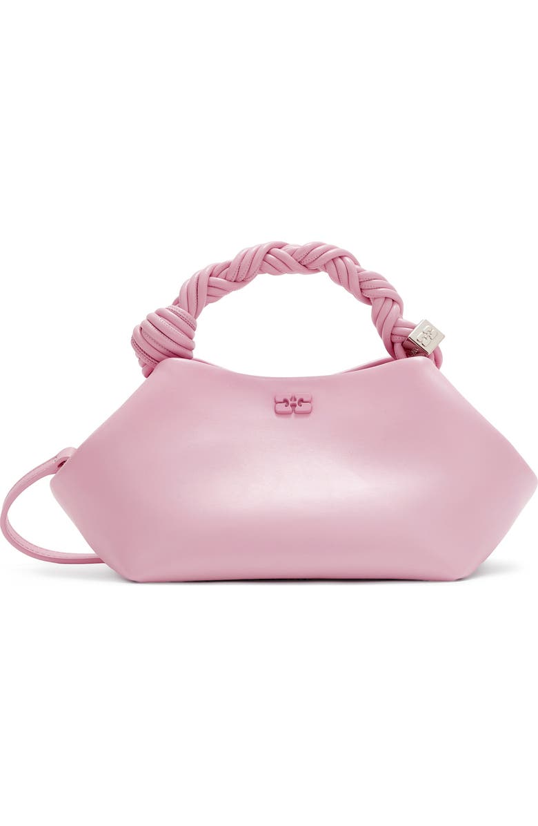 Ganni Small Bou Recycled Leather Top Handle Bag, Main, color, Pink Nectar