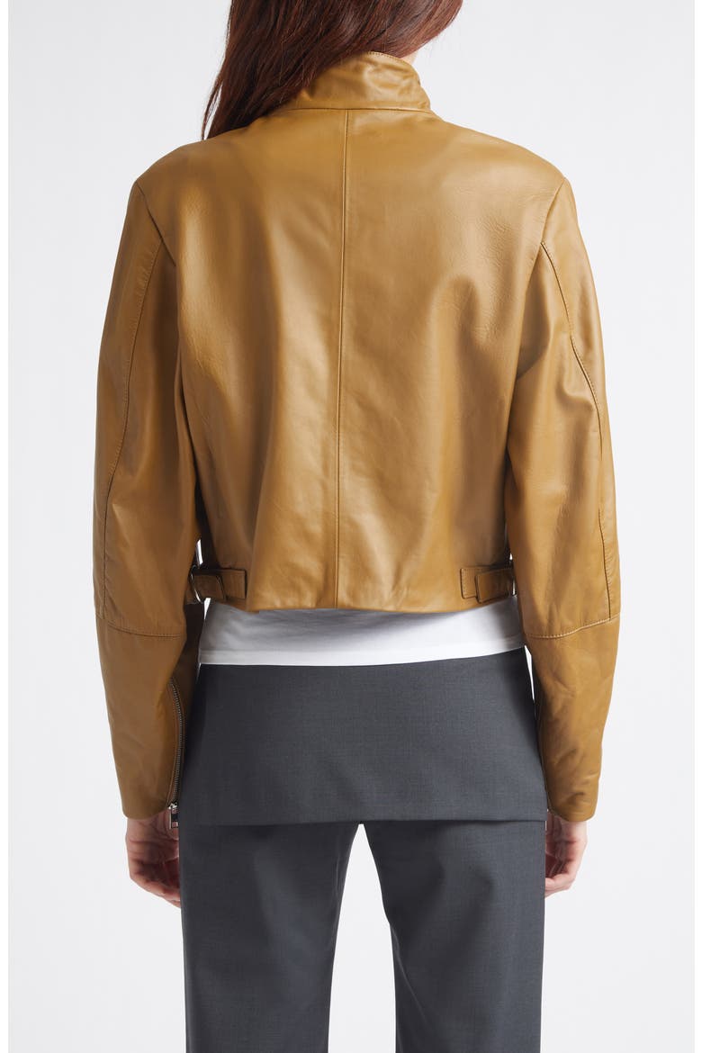 Aline Crop Leather Jacket, Alternate, color, 330 - BROWN
