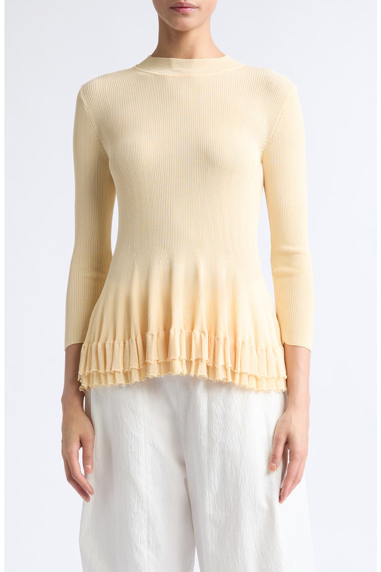 Garrett Peplum Ruffle Hem Mock Neck Top, Main, color, CREAM