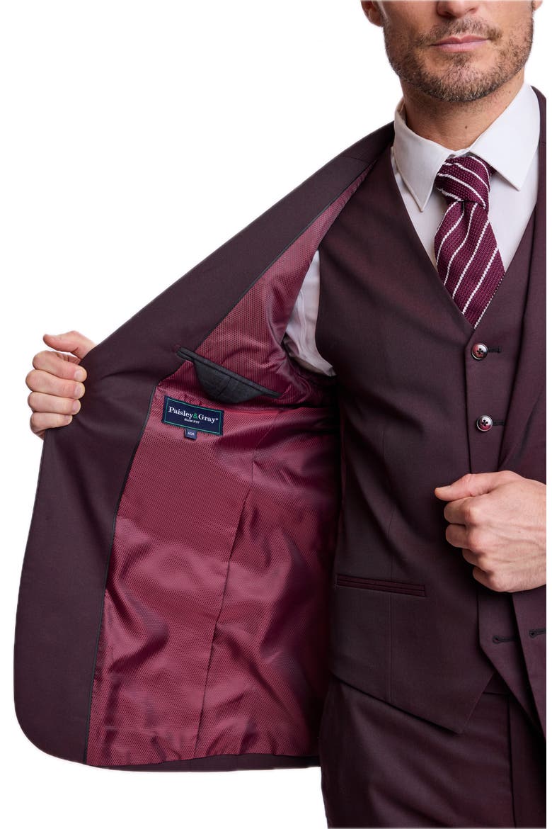 Ashton Slim Peak Lapel Suit Jacket, Alternate, color, DEEP BURGUNDY