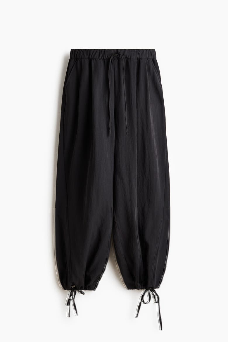 Tie-detail Balloon-leg Pants, Alternate, color, Dark gray