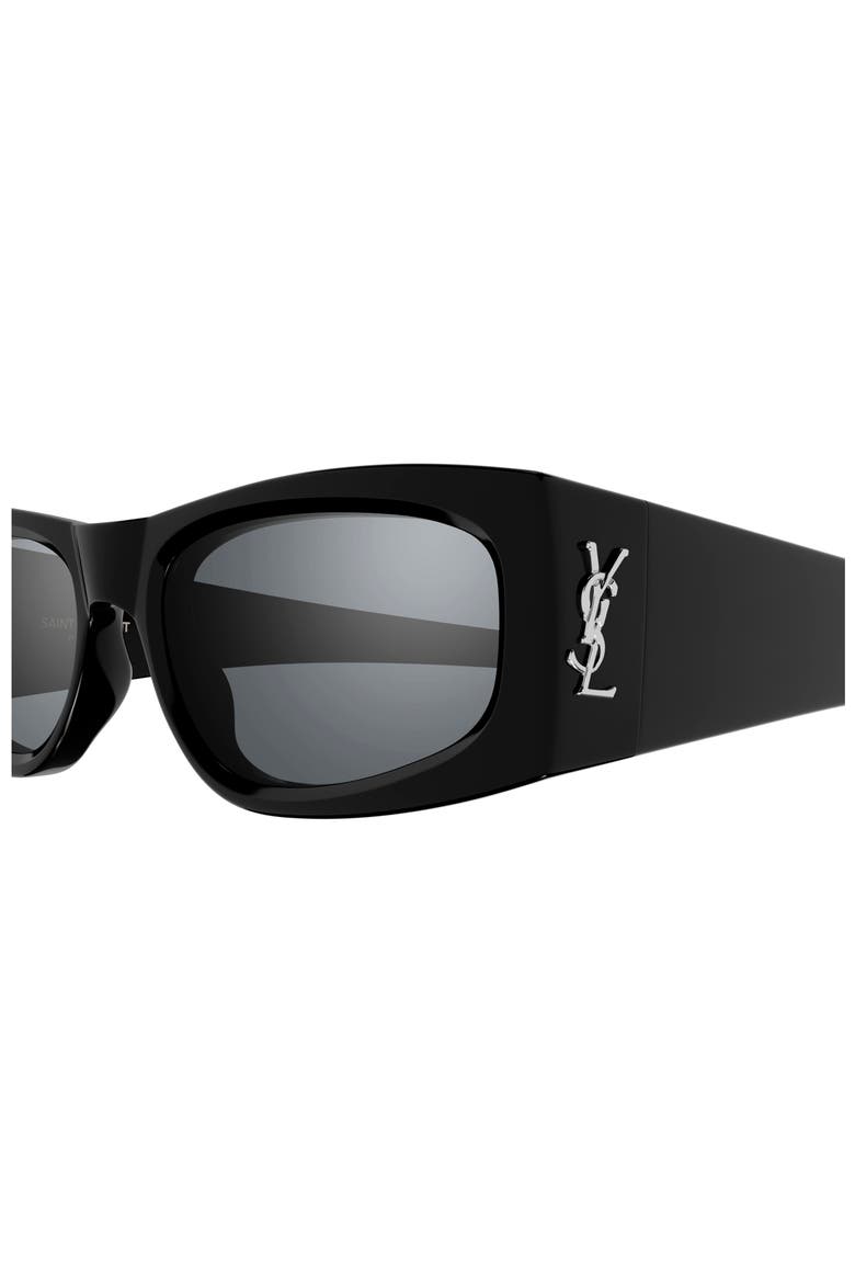 56mm Polarized Rectangular Sunglasses, Alternate, color, BLACK