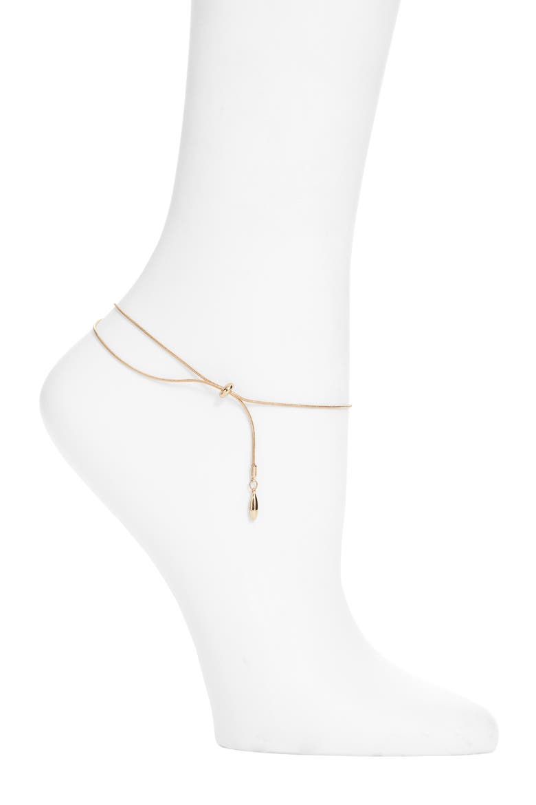 Draped Chain Anklet, Main, color, GOLD