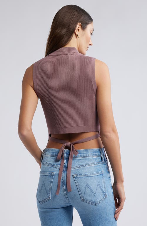 Open Edit Luxe Sculpt Side Split Rib Top In Purple Taupe