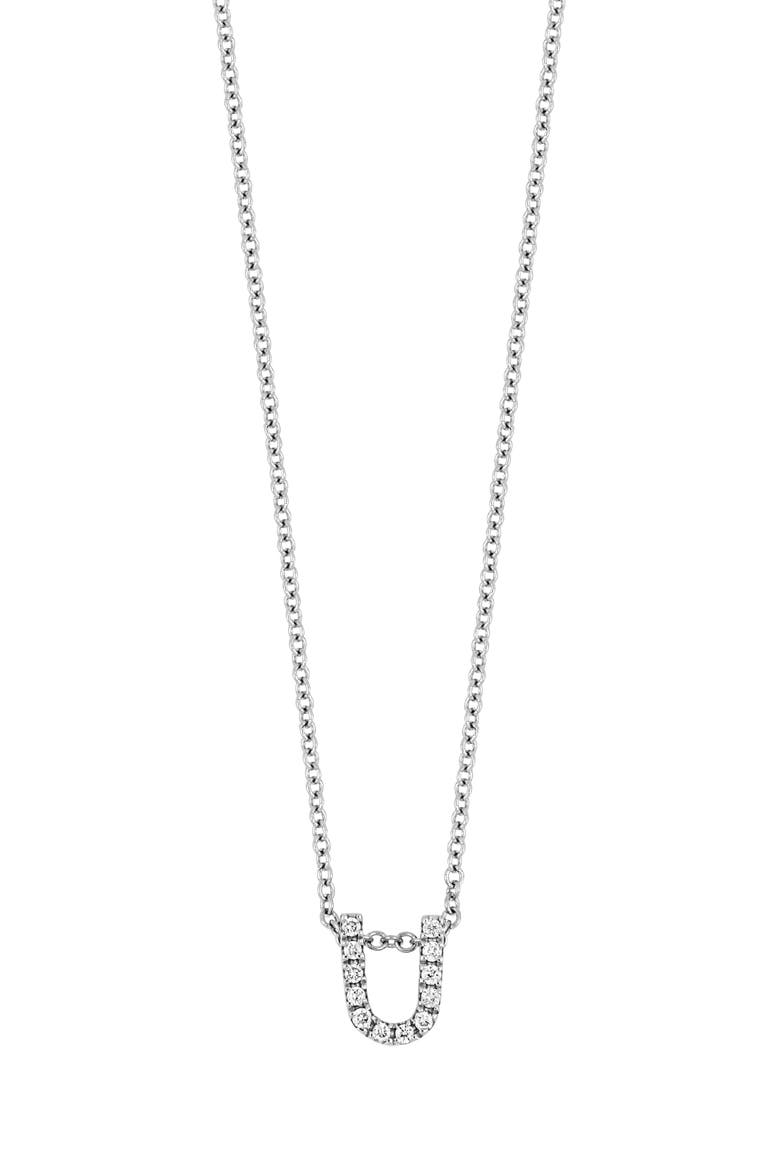Diamond Pavé Initial Pendant Necklace, Main, color, 18K WHITE GOLD - U