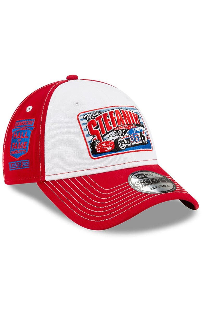 New Era Men's New Era White/Red Mike Stefanik NASCAR Hall of Fame Class of 2021 Inductee 9FORTY Adjustable Hat, Alternate, color, White
