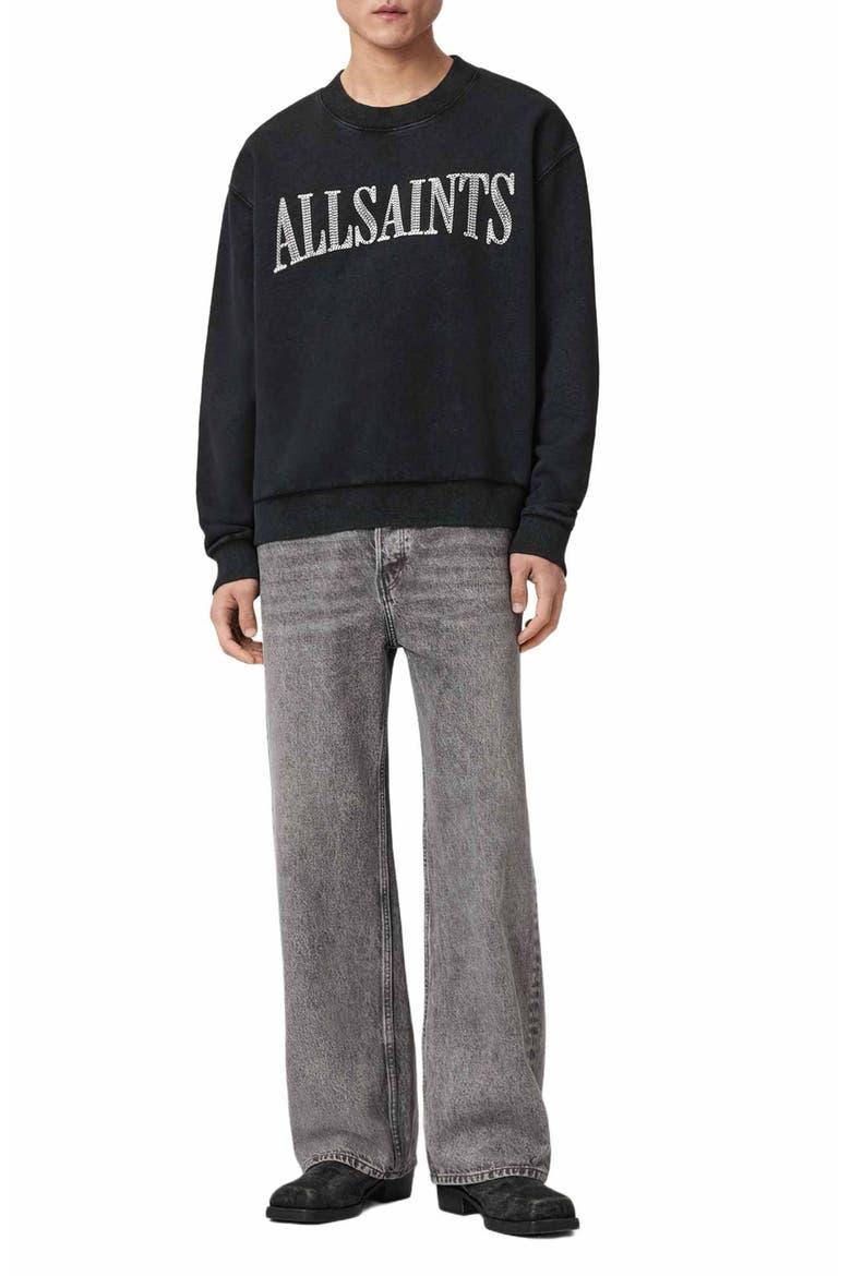 Dash Embroidered Sweatshirt, Alternate, color, WASHED BLACK
