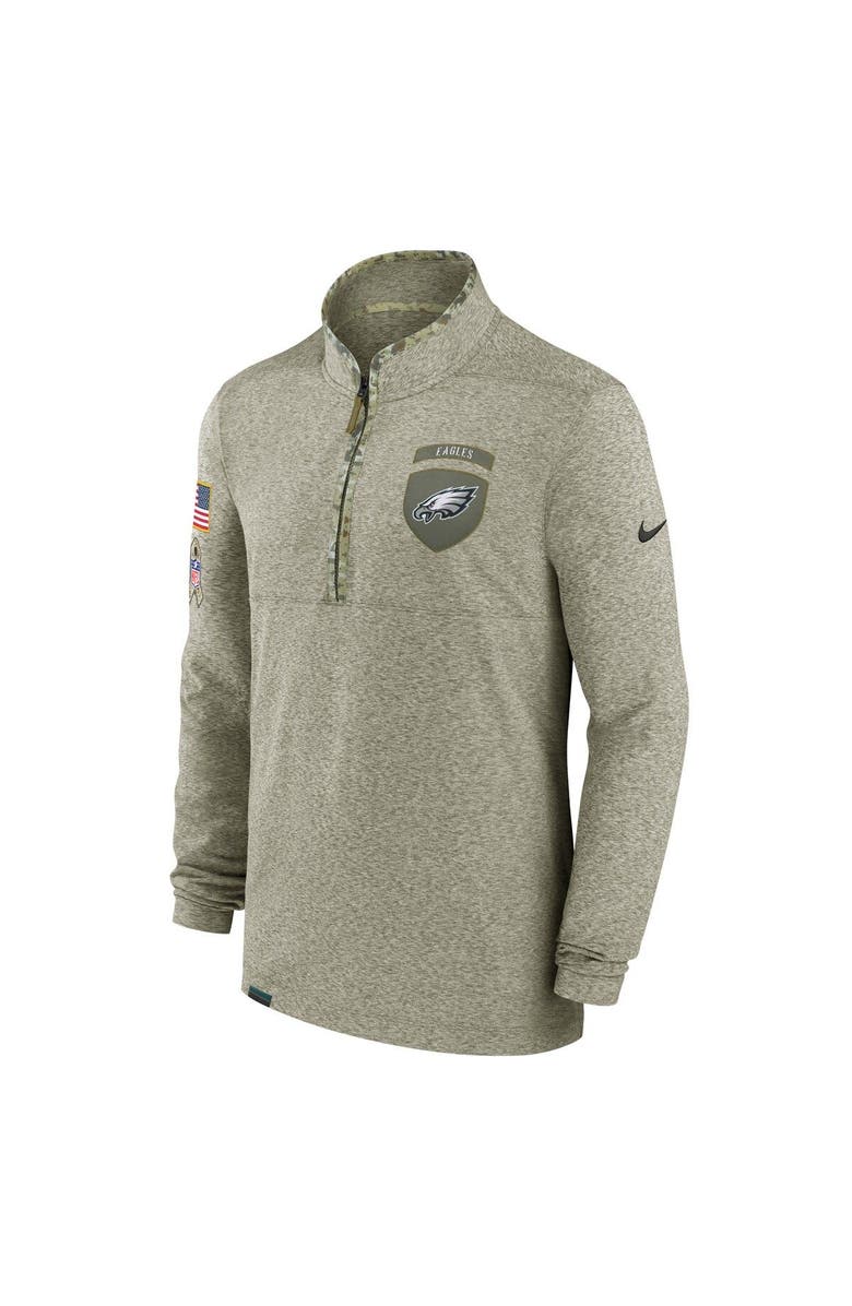Nike Men's Nike Olive Philadelphia Eagles 2022 Salute to Service Shield Quarter-Zip Top, Alternate, color, 