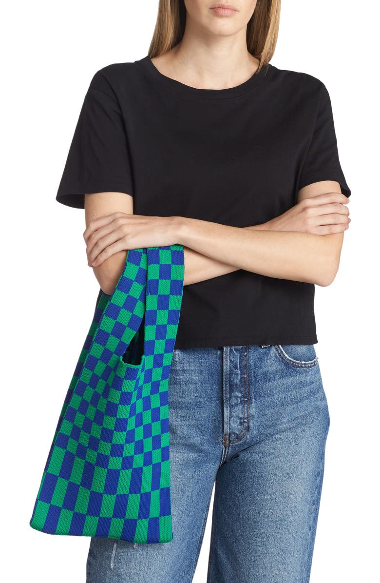 Rainbow Unicorn Birthday Surprise Checkered Shopping Tote, Alternate, color,