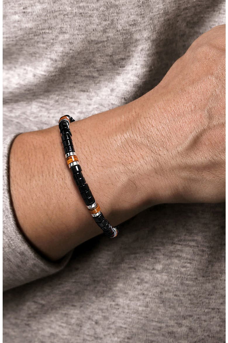 Contemporary Sterling Silver Onyx Beaded Bracelet, Alternate, color, STERLING SILVER/ ONYX