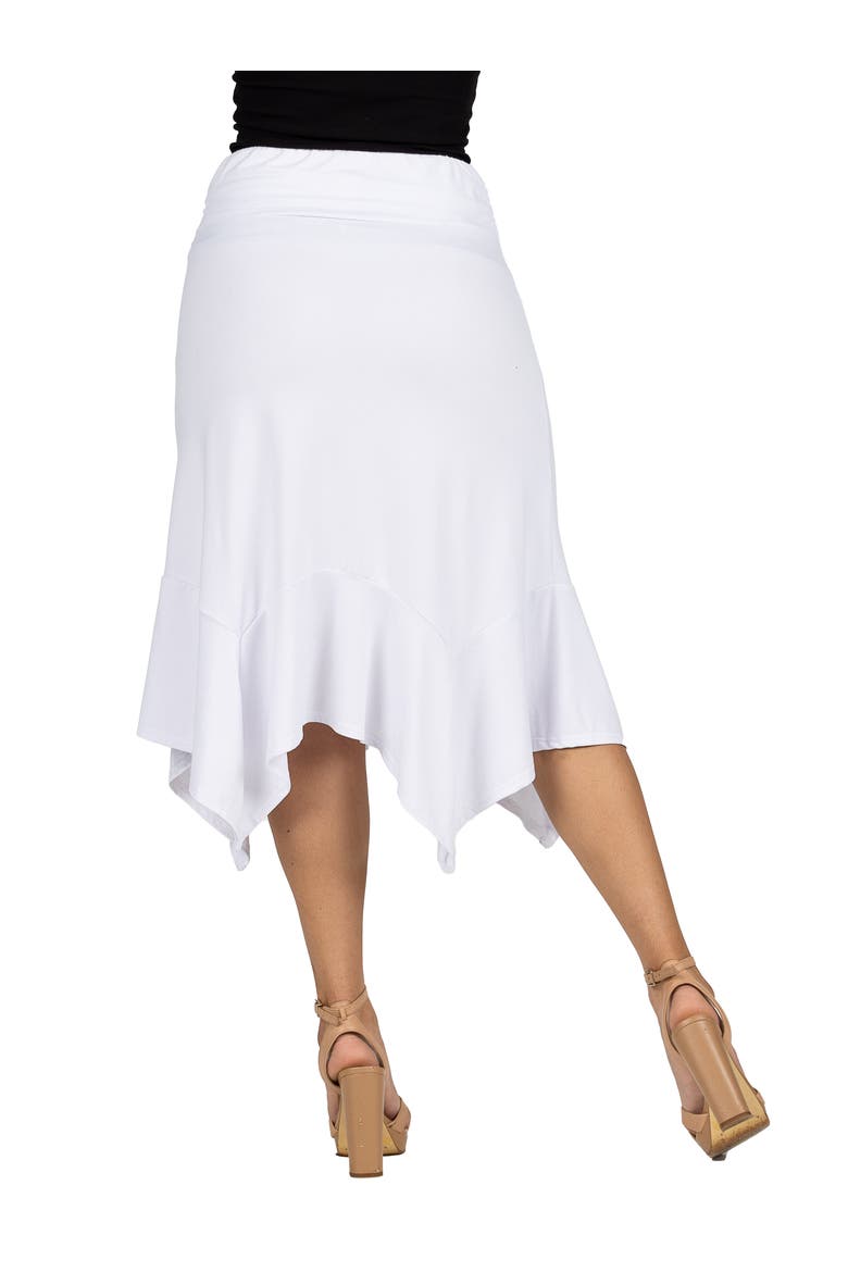 Knee Length Elastic Waist Handkerchief Skirt, Alternate, color, White
