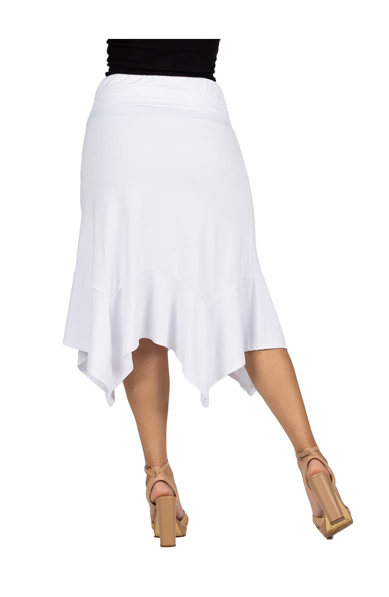 24seven Comfort Apparel Knee Length Elastic Waist Handkerchief Skirt, Alternate, color, White