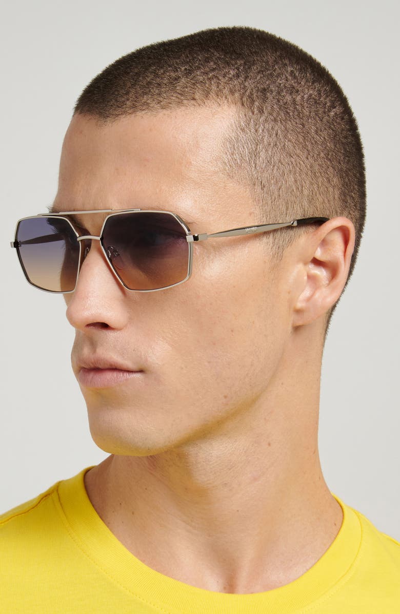 Moschino 60mm Square Sunglasses, Alternate, color, Palladium/ Blue Beige