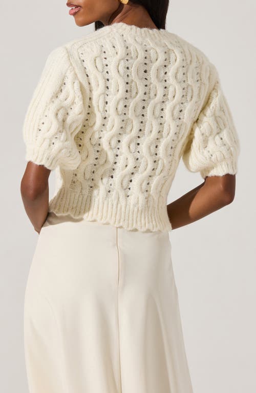 Astr The Label Bow Cable Stitch Short Sleeve Cardigan