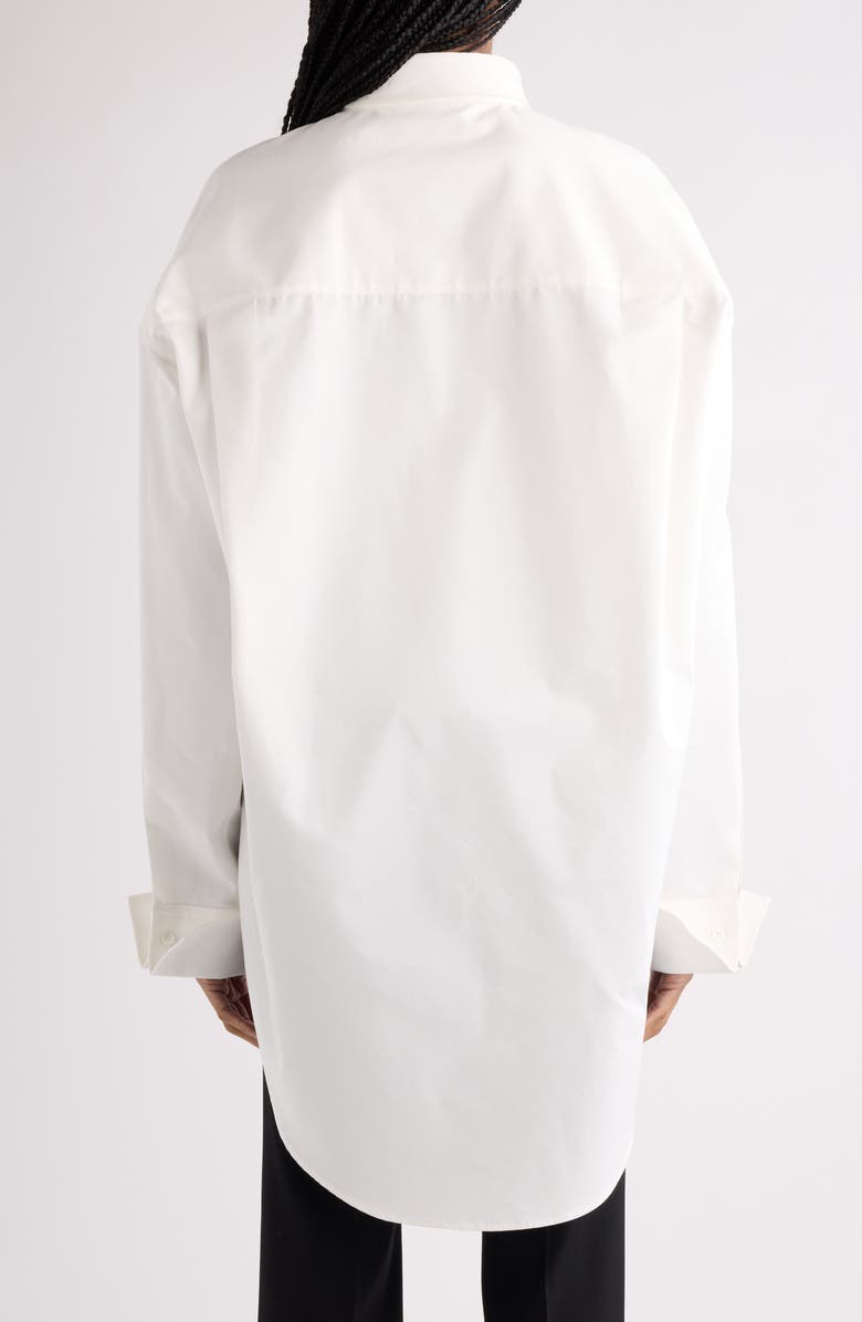 Balenciaga Classic Cotton & Silk Poplin Button-Up Shirt, Alternate, color, 9000 White