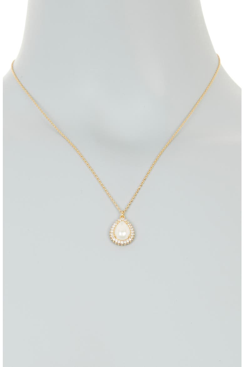 brilliant statements pavé halo pendant necklace, Alternate, color, CREAM/GOLD.