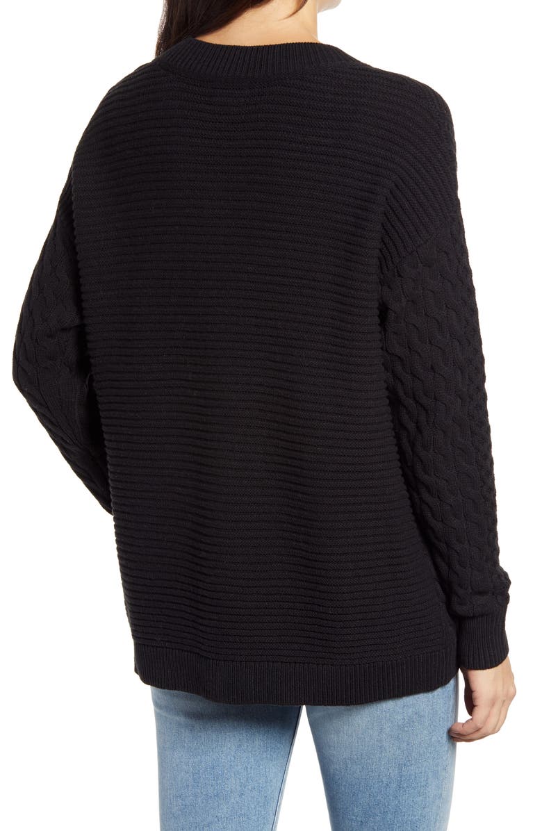 Caslon<sup>®</sup> Cable V-Neck Sweater, Alternate, color, 