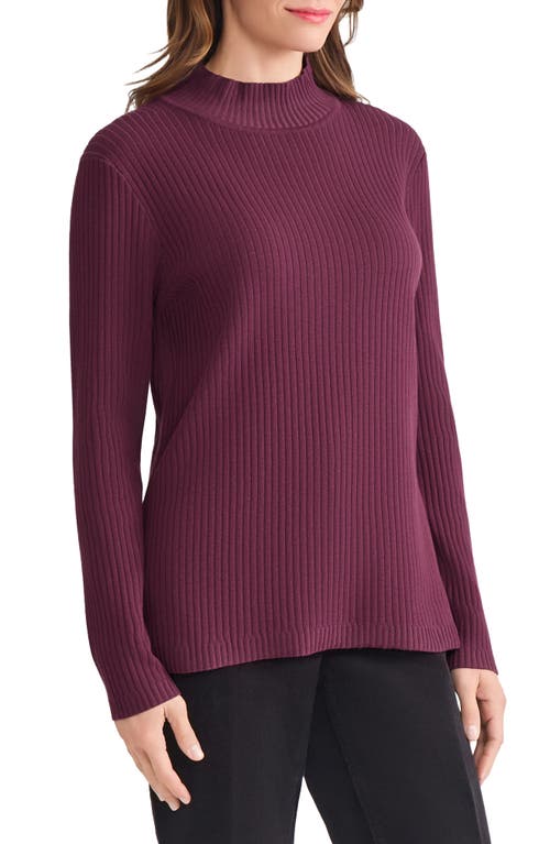 Jones New York Rib Mock Neck Sweater In Purple