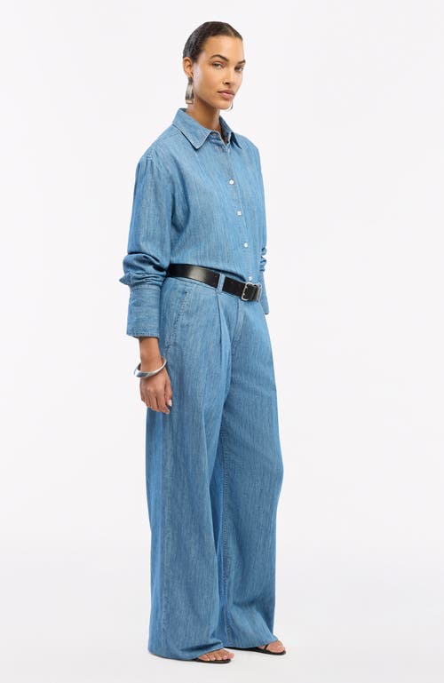 Another Tomorrow Chambray Shirt In Medium Blue
