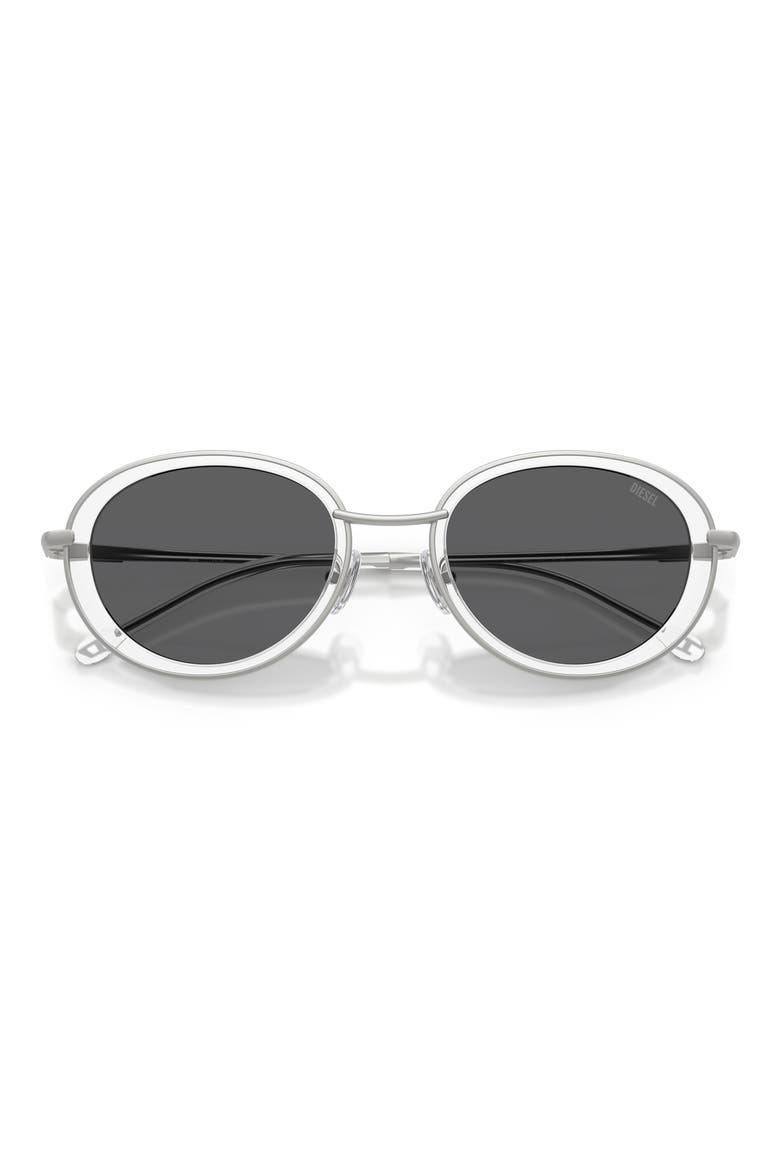 DL1018 51mm Oval Sunglasses, Alternate, color, MATTE SILVER / DARK GREY