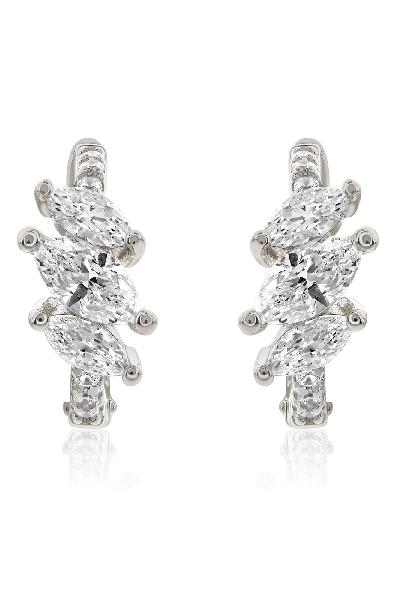 SUZY LEVIAN Marquis Cubic Zirconia Huggie Hoop Earrings