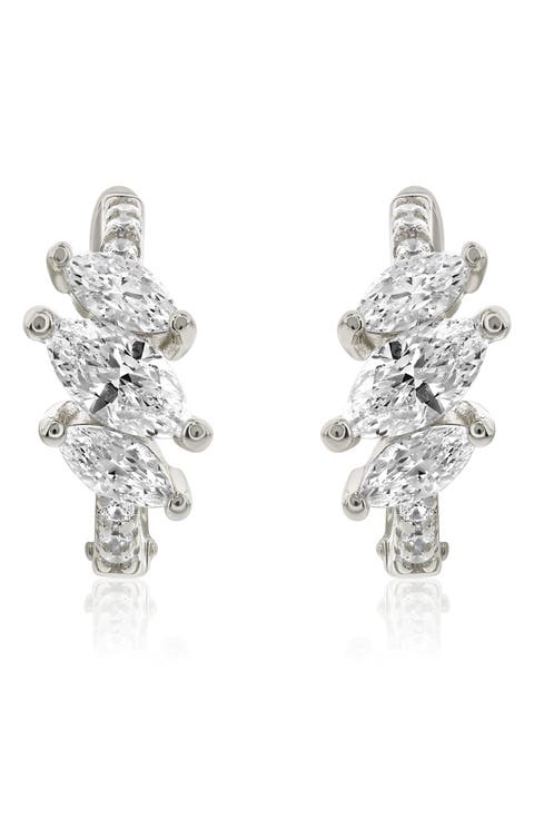 Marquis Cubic Zirconia Huggie Hoop Earrings