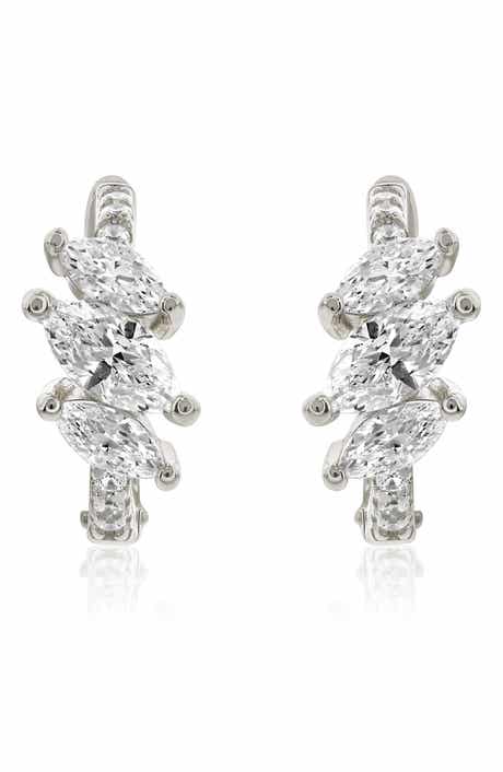 SUZY LEVIAN Marquis Cubic Zirconia Huggie Hoop Earrings
